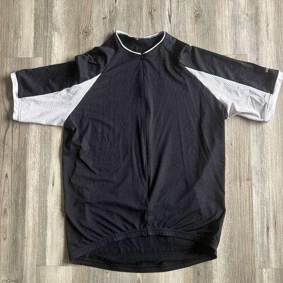 Canari Cycling Shirt Crew neck Unisex Front Zip Black And White Back Pockets ML - Picture 3 of 9